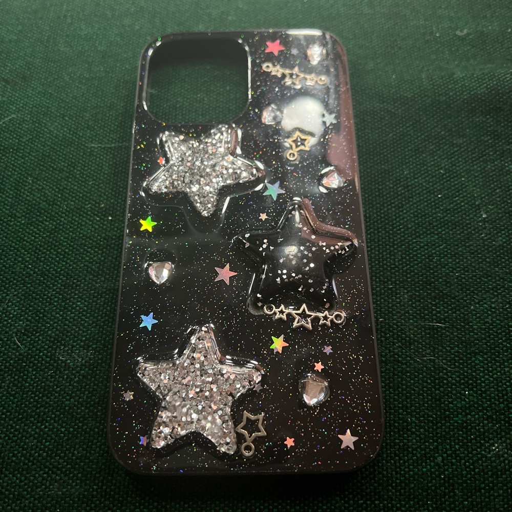 Black Glitter Star Phone Case